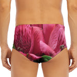 Burgundy Alstroemeria Print Men's Triangle Swim Briefs