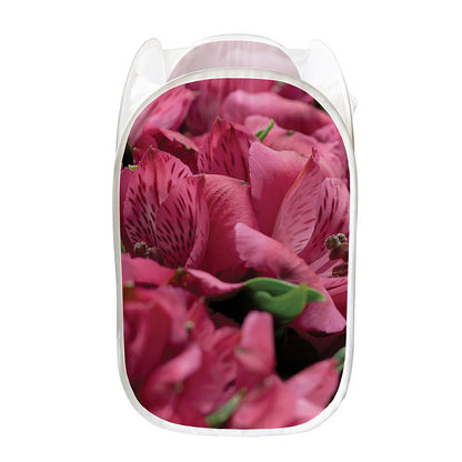 Burgundy Alstroemeria Print Mesh Laundry Hamper