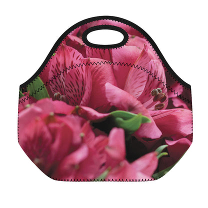 Burgundy Alstroemeria Print Neoprene Lunch Bag
