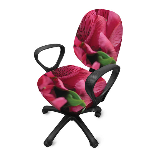 Burgundy Alstroemeria Print Office Chair Cover