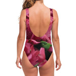 Burgundy Alstroemeria Print One Piece Swimsuit