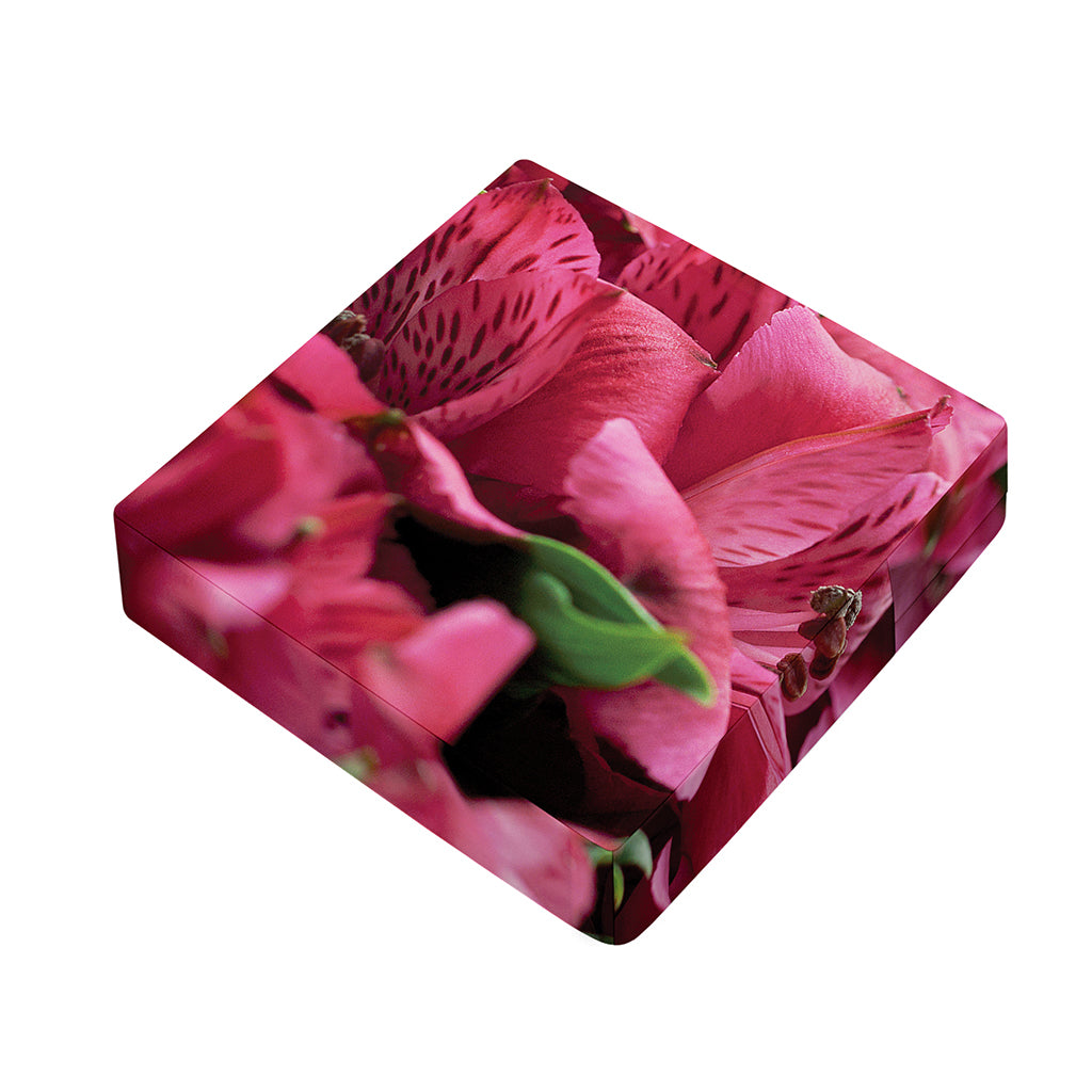 Burgundy Alstroemeria Print Outdoor Seat Cushion Cover