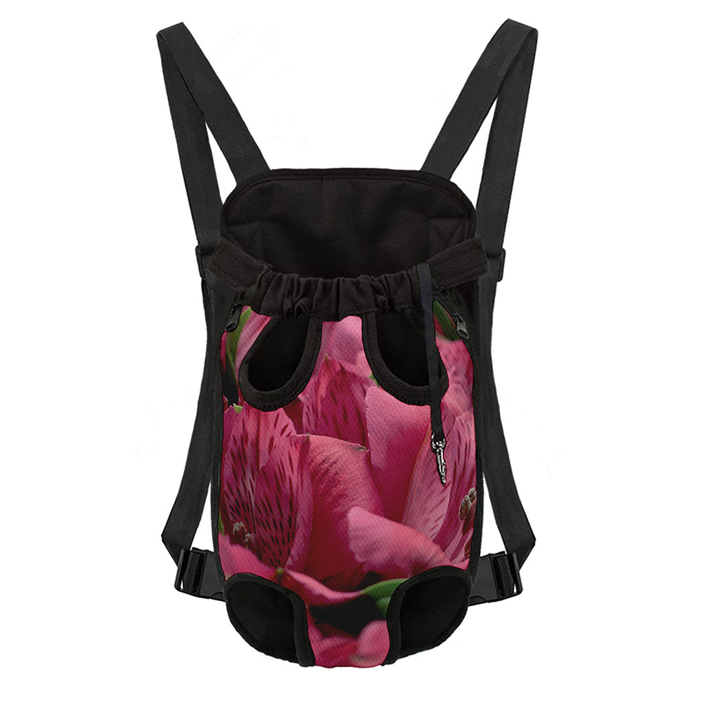 Burgundy Alstroemeria Print Pet Carrier Backpack