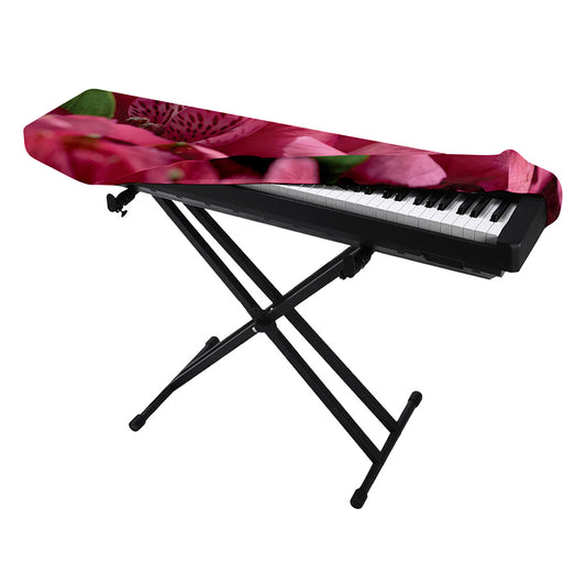 Burgundy Alstroemeria Print Piano Keyboard Cover