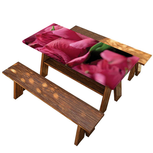 Burgundy Alstroemeria Print Picnic Table Cover