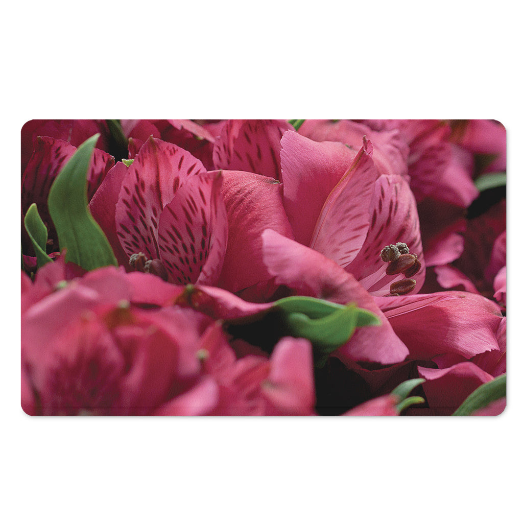 Burgundy Alstroemeria Print Polyester Doormat