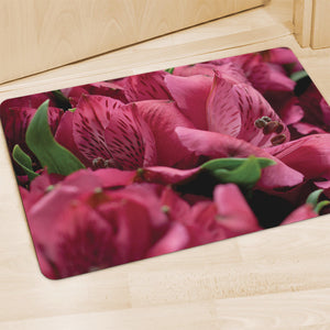 Burgundy Alstroemeria Print Polyester Doormat