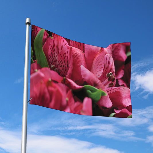 Burgundy Alstroemeria Print Polyester Flag