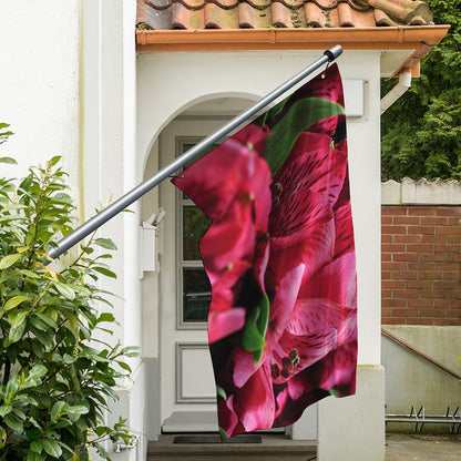 Burgundy Alstroemeria Print Polyester Flag