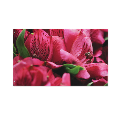 Burgundy Alstroemeria Print Polyester Flag