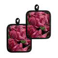 Burgundy Alstroemeria Print Pot Holders