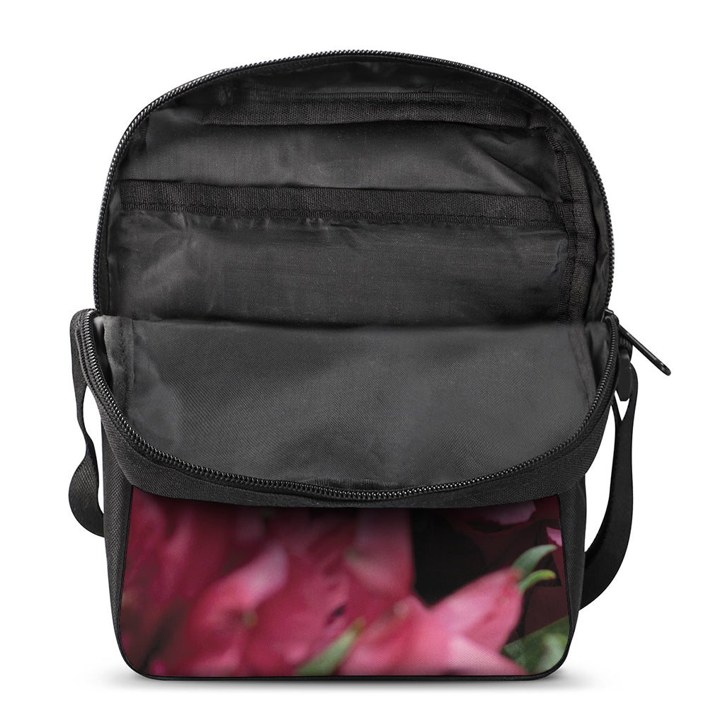 Burgundy Alstroemeria Print Rectangular Crossbody Bag