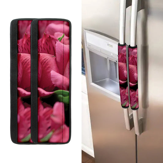 Burgundy Alstroemeria Print Refrigerator Handle Covers