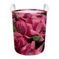 Burgundy Alstroemeria Print Round Laundry Basket