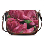 Burgundy Alstroemeria Print Saddle Bag