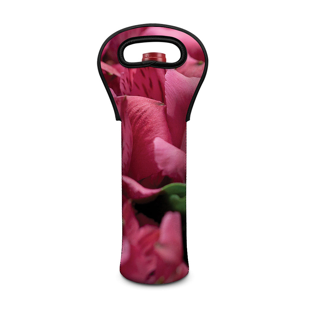 Burgundy Alstroemeria Print Single Neoprene Wine Tote