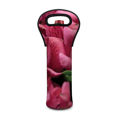 Burgundy Alstroemeria Print Single Neoprene Wine Tote