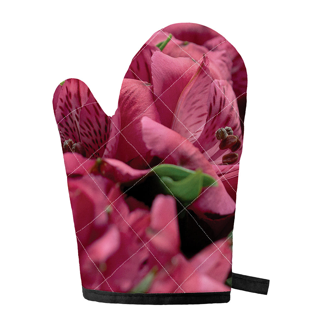 Burgundy Alstroemeria Print Single Oven Mitt