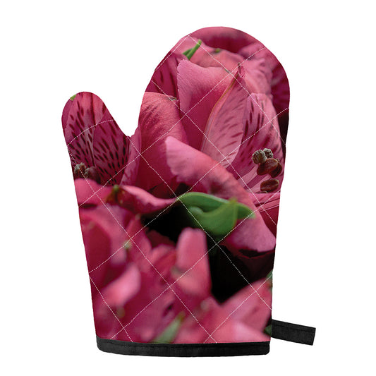 Burgundy Alstroemeria Print Single Oven Mitt