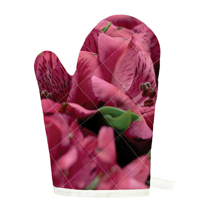 Burgundy Alstroemeria Print Single Oven Mitt