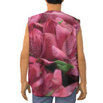 Burgundy Alstroemeria Print Sleeveless Baseball Jersey