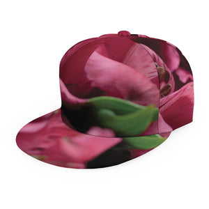 Burgundy Alstroemeria Print Snapback Cap