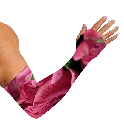Burgundy Alstroemeria Print Sun Protection Arm Sleeves