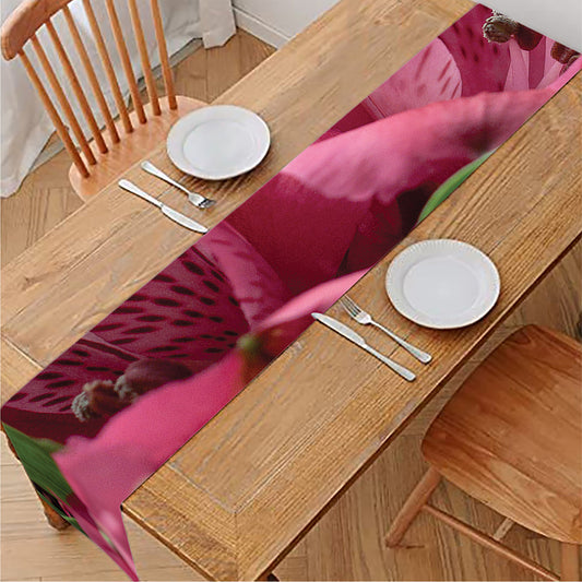 Burgundy Alstroemeria Print Table Runner