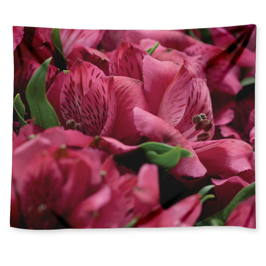 Burgundy Alstroemeria Print Tapestry