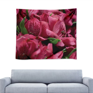 Burgundy Alstroemeria Print Tapestry