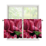 Burgundy Alstroemeria Print Tier Curtains