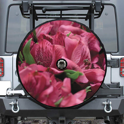 Burgundy Alstroemeria Print Tire Cover With Camera Hole
