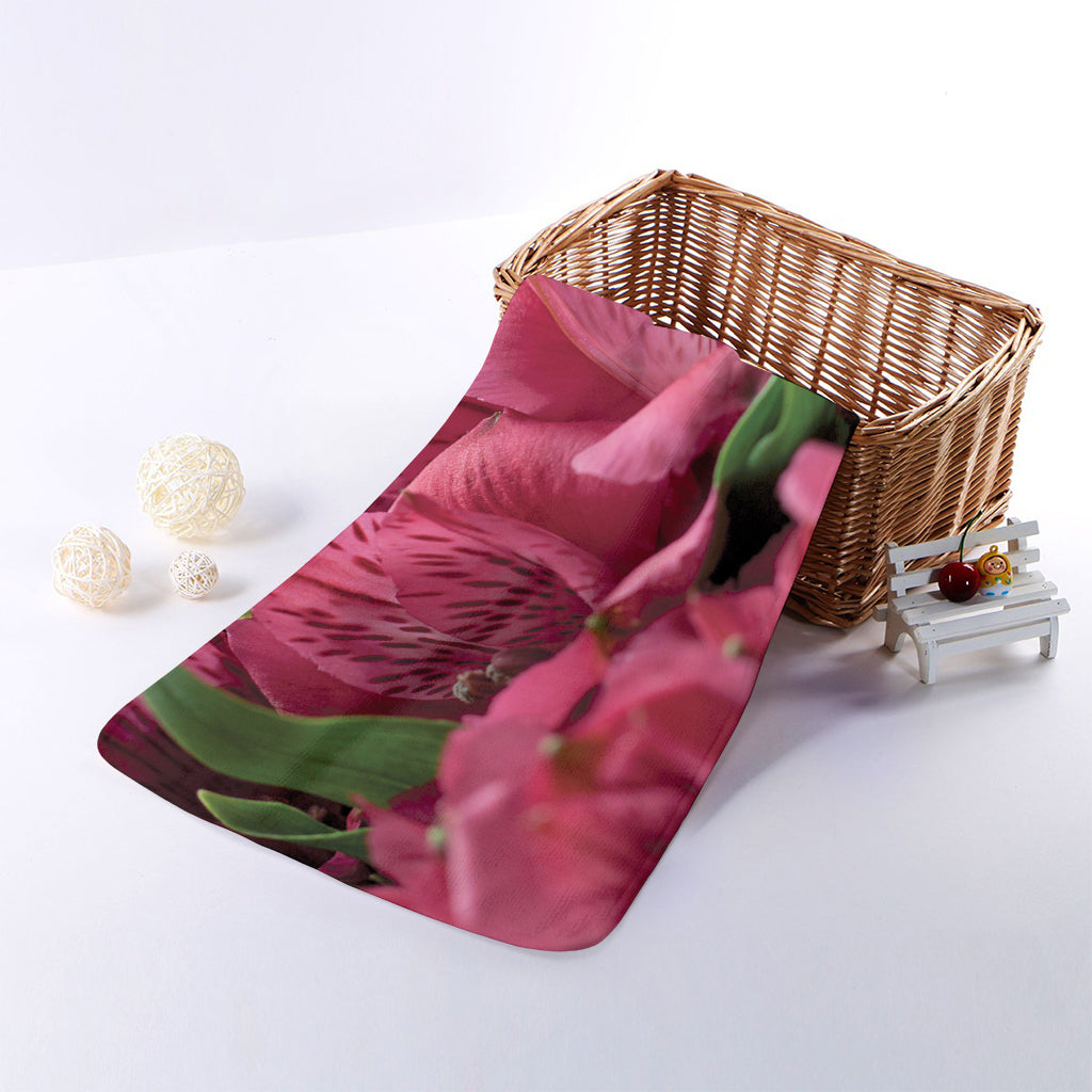 Burgundy Alstroemeria Print Towel