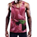 Burgundy Alstroemeria Print Men's Workout Tank Top