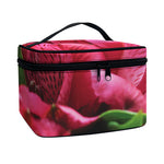 Burgundy Alstroemeria Print Travel Makeup Bag