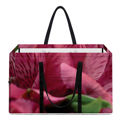 Burgundy Alstroemeria Print Utility Tote Bag