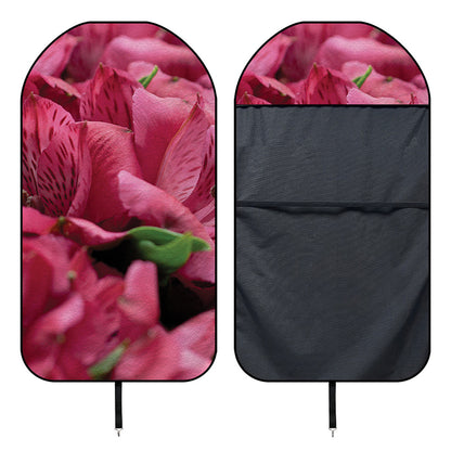 Burgundy Alstroemeria Print Waterproof Car Seat Cover