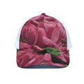 Burgundy Alstroemeria Print White Mesh Trucker Hat