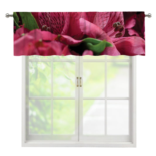 Burgundy Alstroemeria Print Window Valance