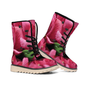 Burgundy Alstroemeria Print Winter Boots