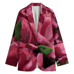 Burgundy Alstroemeria Print Women's Blazer