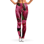 Burgundy Alstroemeria Print Women's Leggings