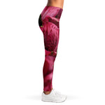 Burgundy Alstroemeria Print Women's Leggings