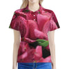 Burgundy Alstroemeria Print Women's Polo Shirt