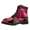 Burgundy Alstroemeria Print Work Boots