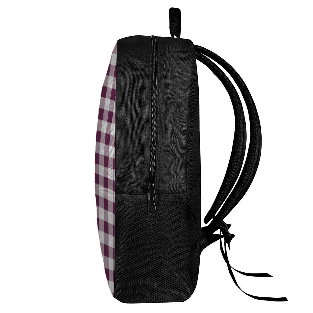 Burgundy And White Check Pattern Print 17 Inch Backpack