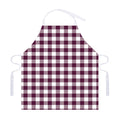 Burgundy And White Check Pattern Print Adjustable Apron