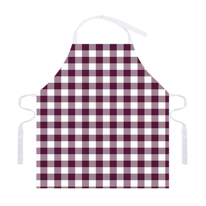 Burgundy And White Check Pattern Print Adjustable Apron