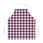 Burgundy And White Check Pattern Print Adjustable Apron