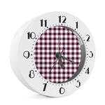 Burgundy And White Check Pattern Print Alarm Clock